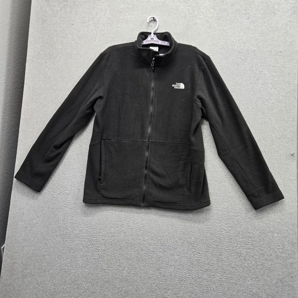 The North Face Men Jacket L/G Gray Embroidered Fleece Jacket Activewear